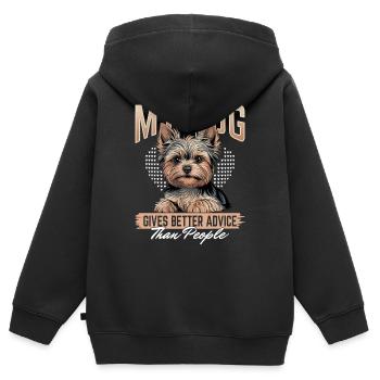 Yorkshire Terrier Yorkshire Race de chien Yorkshire - Sweat Premium à capuche zippé enfant bio - noir - Dos - AI Model Kid Male (0cm)