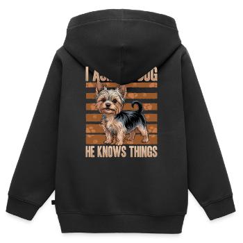 Yorkshire Terrier Yorkshire Race de chien Yorkshire - Sweat Premium à capuche zippé enfant bio - noir - Dos - AI Model Kid Male (0cm)