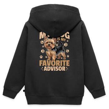 Yorkshire Terrier Yorkshire Race de chien Yorkshire - Sweat Premium à capuche zippé enfant bio - noir - Dos - AI Model Kid Male (0cm)