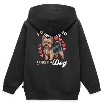Yorkshire Terrier Yorkshire Race de chien Yorkshire - Sweat Premium à capuche zippé enfant bio - noir - Dos - AI Model Kid Male (0cm)
