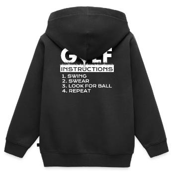 Instructions de golf Jurons de swing Répéter l’humour - Sweat Premium à capuche zippé enfant bio - noir - Dos - AI Model Kid Male (0cm)