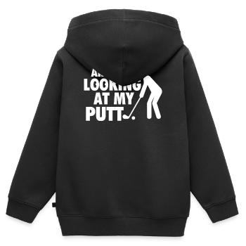 Schaust du mir meinen Putt-Golf-Humor an - Kinder Premium Organic Zip Hoodie - Schwarz - Hinten - AI Model Kid Male (0cm)