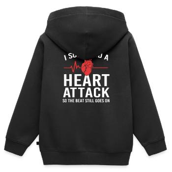 Crise cardiaque - Sweat Premium à capuche zippé enfant bio - noir - Dos - AI Model Kid Male (0cm)
