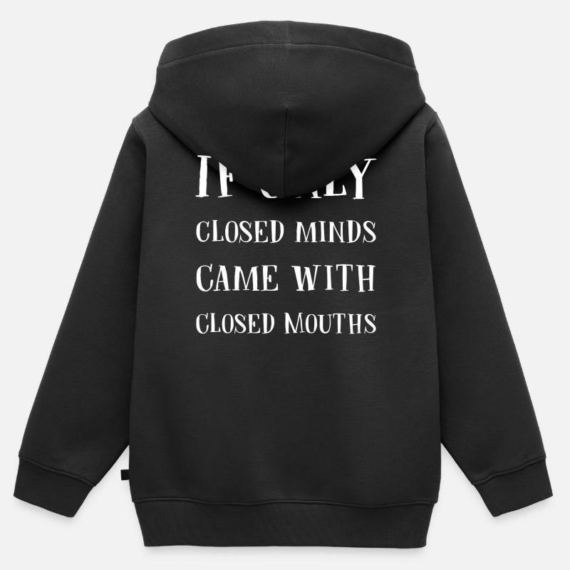 Esprits fermés, mots silencieux - Sweat Premium à capuche zippé enfant bio - noir