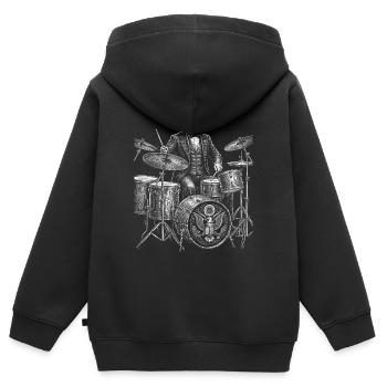 Franklin Pierce joue de la batterie - Sweat Premium à capuche zippé enfant bio - noir - Dos - AI Model Kid Male (0cm)