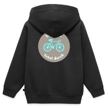 Fahrrad Rennrad Durchdrehen Ausrasten cool Kreis - Kinder Premium Organic Zip Hoodie - Schwarz - Hinten - AI Model Kid Male (0cm)