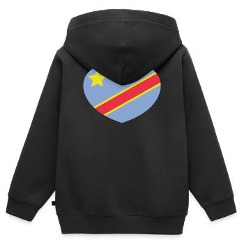 Kongo-Herzflagge - Kinder Premium Organic Zip Hoodie - Schwarz - Hinten - AI Model Kid Male (0cm)