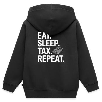 Mange. Dors. Fiscalité. Répétez. - Sweat Premium à capuche zippé enfant bio - noir - Dos - AI Model Kid Male (0cm)