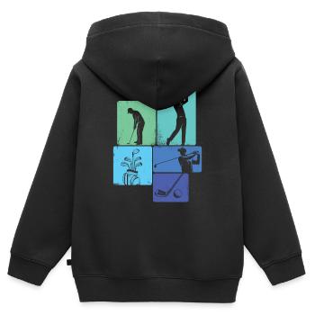 Landschaftlich reizvoller Golfplatz im Fairway Lover Stil - Kinder Premium Organic Zip Hoodie - Schwarz - Hinten - AI Model Kid Male (0cm)