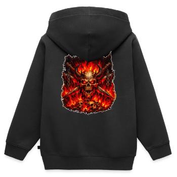 Feuer Schädel mit Hörnern - Kinder Premium Organic Zip Hoodie - Schwarz - Hinten - AI Model Kid Male (0cm)