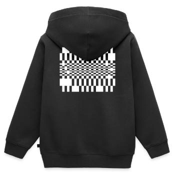 Grille d’ondes optiques - Sweat Premium à capuche zippé enfant bio - noir - Dos - AI Model Kid Male (0cm)