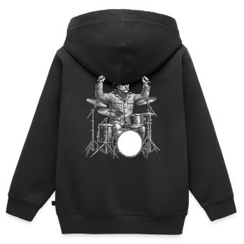 Theodore Roosevelt spielt Schlagzeug - Kinder Premium Organic Zip Hoodie - Schwarz - Hinten - AI Model Kid Male (0cm)