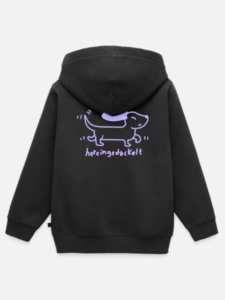 Dackel – Hereingedackt - Kinder Premium Organic Zip Hoodie - Schwarz