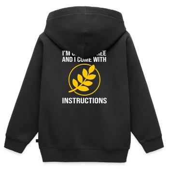 Glutenfrei Gluten - Kinder Premium Organic Zip Hoodie - Schwarz - Hinten - AI Model Kid Male (0cm)