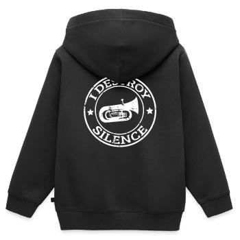Insigne en laiton Je Détruis le Silence - Sweat Premium à capuche zippé enfant bio - noir - Dos - AI Model Kid Male (0cm)