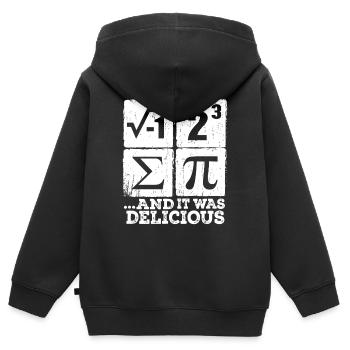 Pi, i et Sigma : Maths délicieuses - Sweat Premium à capuche zippé enfant bio - noir - Dos - AI Model Kid Male (0cm)