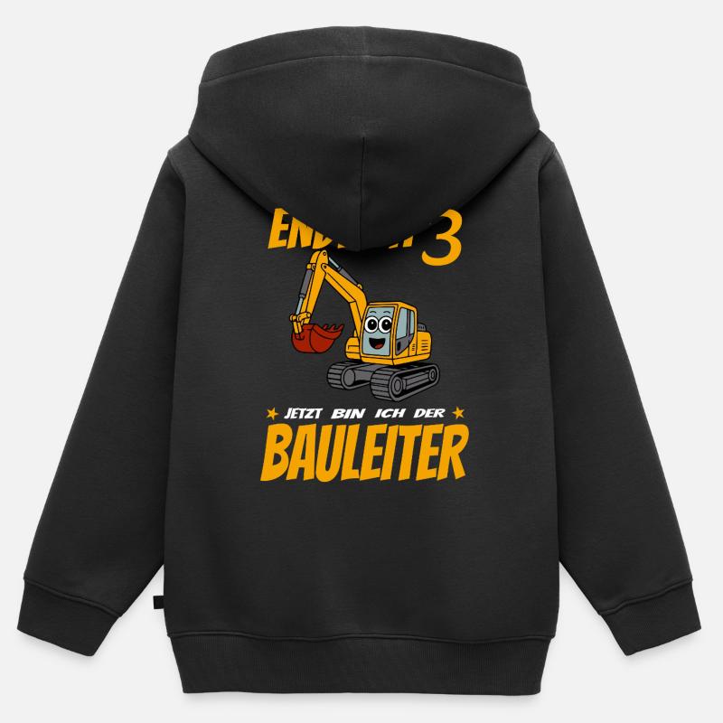 Kinder 3. Geburtstag Bagger - Kinder Premium Organic Zip Hoodie - Schwarz