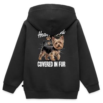 Yorkshire Terrier Yorkshire Race de chien Yorkshire - Sweat Premium à capuche zippé enfant bio - noir - Dos - AI Model Kid Male (0cm)