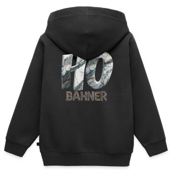 SPUR H0 BAHNER – Marmor Edition - Kinder Premium Organic Zip Hoodie - Schwarz - Hinten - AI Model Kid Male (0cm)