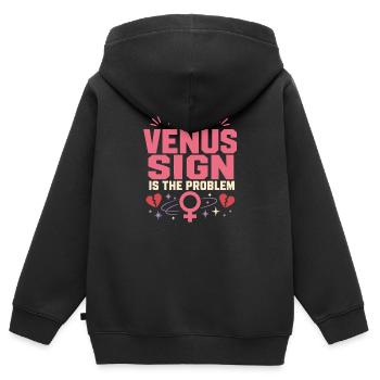 Signe de Vénus Astrologie de Vénus - Sweat Premium à capuche zippé enfant bio - noir - Dos - AI Model Kid Male (0cm)