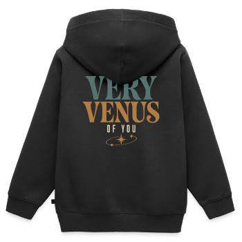 Signe de Vénus Astrologie de Vénus - Sweat Premium à capuche zippé enfant bio - noir - Dos - AI Model Kid Male (0cm)