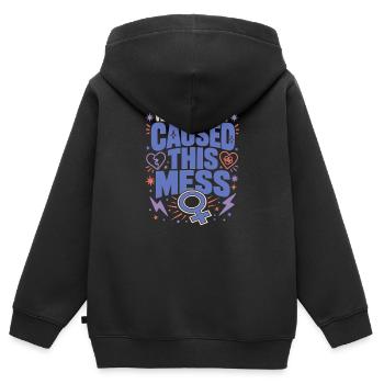 Signe de Vénus Astrologie de Vénus - Sweat Premium à capuche zippé enfant bio - noir - Dos - AI Model Kid Male (0cm)