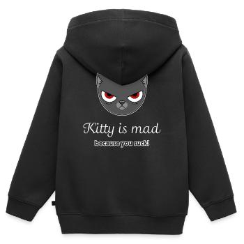 offended cat - Kids Premium Organic Zip-up Hoodie - black - Back - AI Model Kid Male (0cm)
