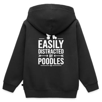 Expressions sur les caniches Caniche Caniche Cadeau drôle de caniche - Sweat Premium à capuche zippé enfant bio - noir - Dos - AI Model Kid Male (0cm)