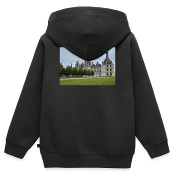 Chateau de Chambord - Sweat Premium à capuche zippé enfant bio - noir - Dos - AI Model Kid Male (0cm)