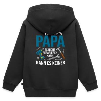 Wenn Papa es nicht reparieren kann Werkzeug - Kinder Premium Organic Zip Hoodie - Schwarz - Hinten - AI Model Kid Male (0cm)