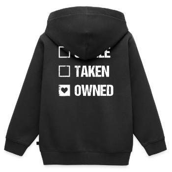 Einmal genommen, besitzendes Häkchen-T-Shirt - Kinder Premium Organic Zip Hoodie - Schwarz - Hinten - AI Model Kid Male (0cm)
