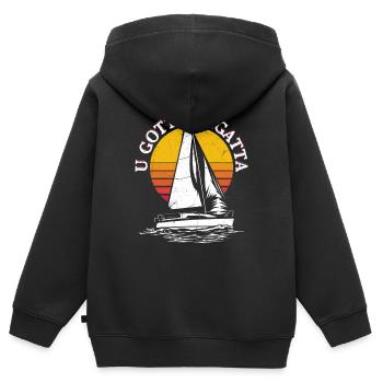 Capitaine de voile de la Régate U Gotta - Sweat Premium à capuche zippé enfant bio - noir - Dos - AI Model Kid Male (0cm)