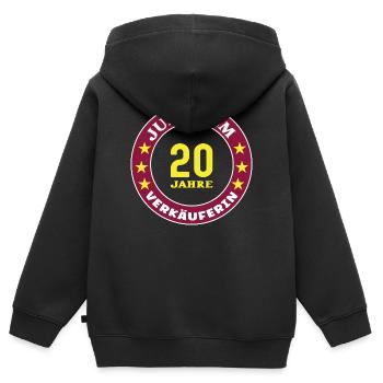 Verkäuferin 20 Jahre Jubiläum 20. Jubi Verkauf EH - Kinder Premium Organic Zip Hoodie - Schwarz - Hinten - AI Model Kid Male (0cm)