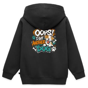 Oups, j’ai encore un chien ! - Sweat Premium à capuche zippé enfant bio - noir - Dos - AI Model Kid Male (0cm)