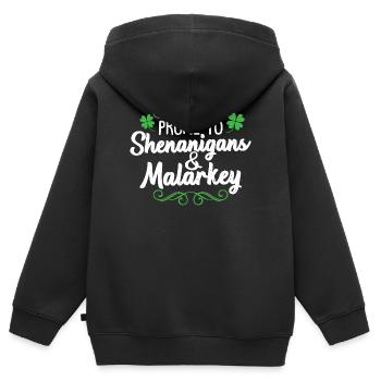 Anfällig für Streiche und Unsinn - Kinder Premium Organic Zip Hoodie - Schwarz - Hinten - AI Model Kid Male (0cm)