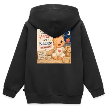 Geboren um Herzen zu Erobern - Kinder Premium Organic Zip Hoodie - Schwarz - Hinten - AI Model Kid Male (0cm)