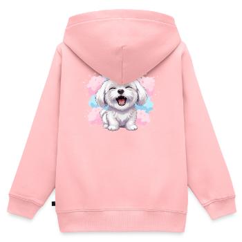 Éclaboussure pastel joyeuse et duveteuse - Sweat Premium à capuche zippé enfant bio - rose - Dos - AI Model Kid Female (0cm)