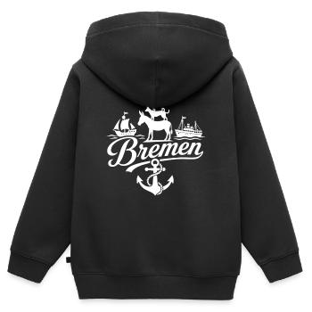 Bremen - Kinder Premium Organic Zip Hoodie - Schwarz - Hinten - AI Model Kid Male (0cm)