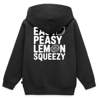 Kinderleicht, Zitronen-Squeezy - Kinder Premium Organic Zip Hoodie - Schwarz - Hinten - AI Model Kid Male (0cm)