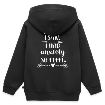 Ich kam und sah, dass ich Angst hatte - Kinder Premium Organic Zip Hoodie - Schwarz - Hinten - AI Model Kid Male (0cm)