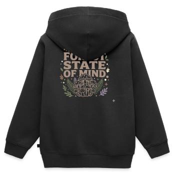 Don de Fée Forêt de Fées Champignons du Fairycore - Sweat Premium à capuche zippé enfant bio - noir - Dos - AI Model Kid Male (0cm)