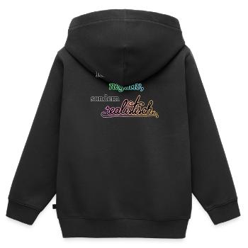 Ich bin nicht negativ, sondern realistisch. - Kinder Premium Organic Zip Hoodie - Schwarz - Hinten - AI Model Kid Male (0cm)