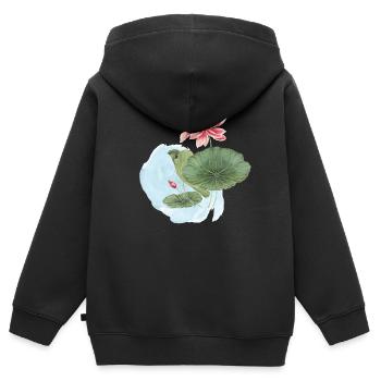 Magie de la Fleur d’Aquarelle en Nénuphar - Sweat Premium à capuche zippé enfant bio - noir - Dos - AI Model Kid Male (0cm)