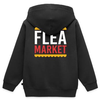 Marché aux puces - Sweat Premium à capuche zippé enfant bio - noir - Dos - AI Model Kid Male (0cm)