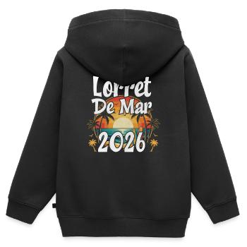 Lloret De Mar 2026 - Kinder Premium Organic Zip Hoodie - Schwarz - Hinten - AI Model Kid Male (0cm)
