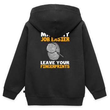 Experts médico-légaux Médecine légale Médecine légale - Sweat Premium à capuche zippé enfant bio - noir - Dos - AI Model Kid Male (0cm)