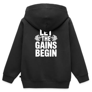Que les gains commencent - Sweat Premium à capuche zippé enfant bio - noir - Dos - AI Model Kid Male (0cm)