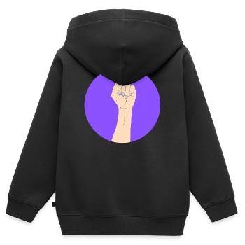 Autonomisation en violet - Sweat Premium à capuche zippé enfant bio - noir - Dos - AI Model Kid Male (0cm)