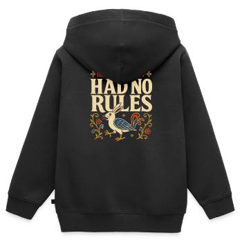 Marginalia médiévale. Étrange - Sweat Premium à capuche zippé enfant bio - noir - Dos - AI Model Kid Male (0cm)
