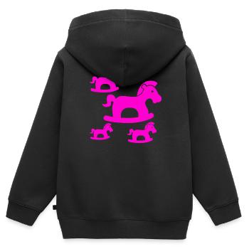 Chevaux - Sweat Premium à capuche zippé enfant bio - noir - Dos - AI Model Kid Male (0cm)